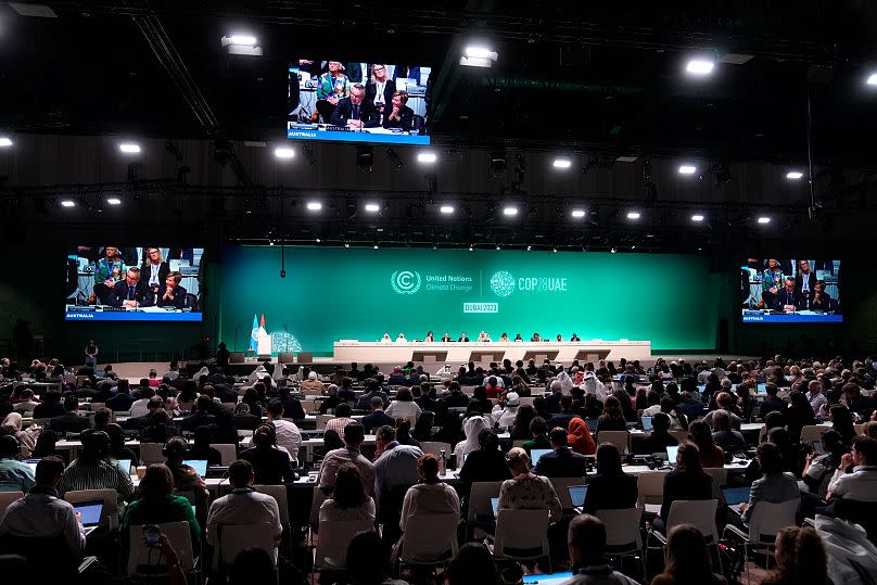 Les ministres s'expriment lors de la dernière session plénière du sommet sur le climat COP28 à Dubaï, aux Émirats arabes unis, le 13 décembre